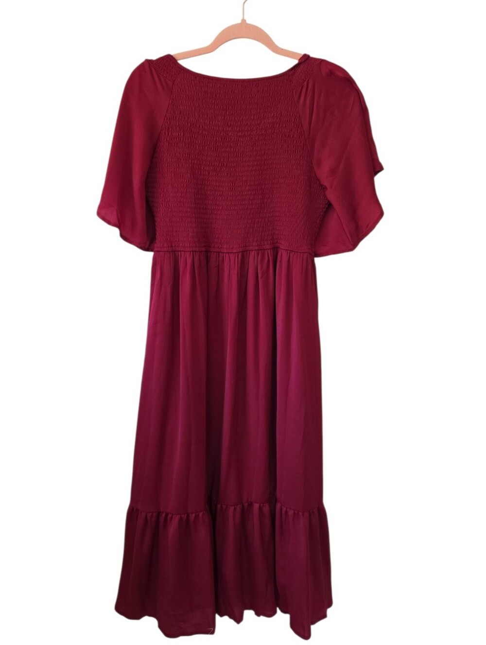 NWT Baltic Born Lovell Smocked Midi Dress Wine Red Size M - Picture 10 of 10